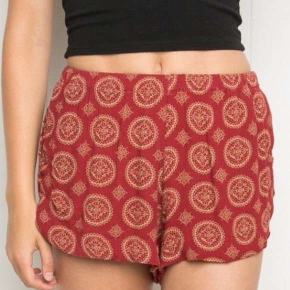 Brandy Melville Pants - Brandy Melville Mini Geometric Print Red Shorts